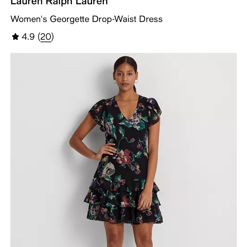 Lauren Ralph Lauren Black Multicolor Floral Mini Dress Size 16